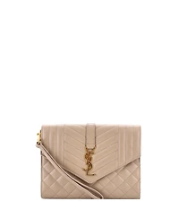 Pre-Owned Saint Laurent Classic Monogram Envelope Wristlet Clutch Mixed Matelasse Leather