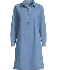 Lands' End Women's Light Weight Denim Popover At the Knee Dress