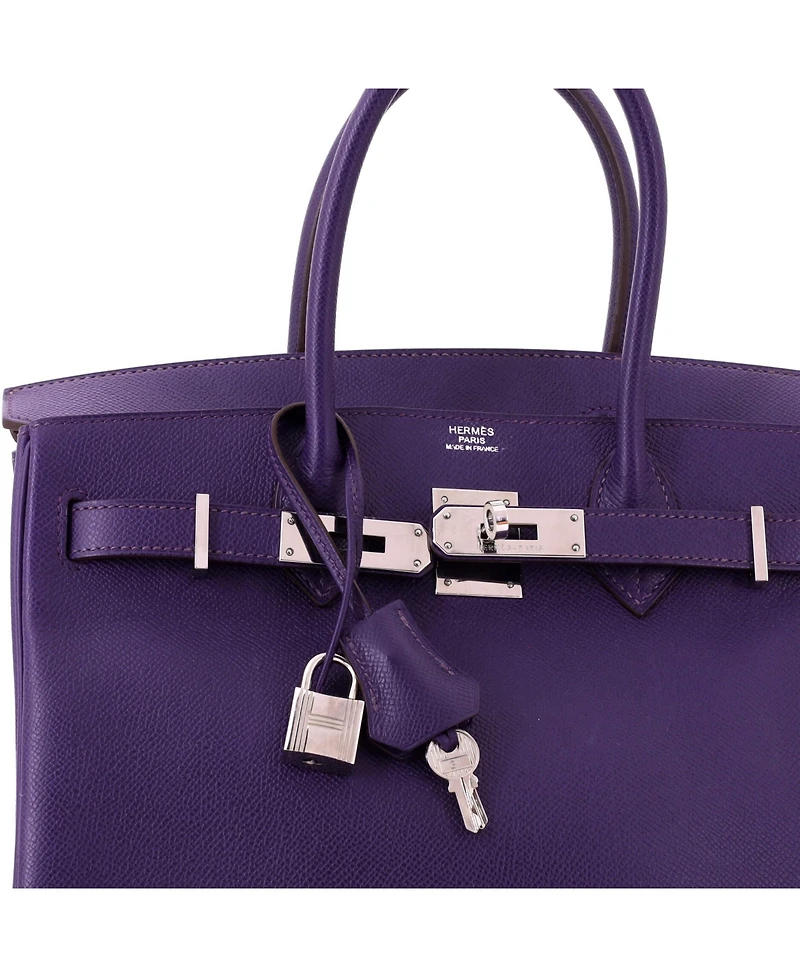Pre-Owned HERMES Birkin 30 Handbag Purple Epsom with Palladium Hardware