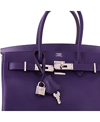Pre-Owned HERMES Birkin 30 Handbag Purple Epsom with Palladium Hardware