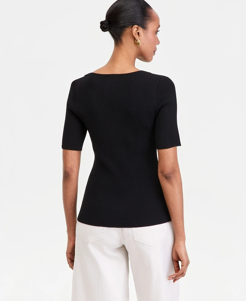 I.n.c. International Concepts Women's Short Sleeve V-Neck Cardigan