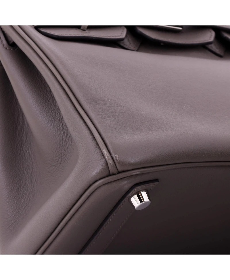 Pre-Owned HERMES Birkin 25 Handbag Grey Swift with Palladium Hardware