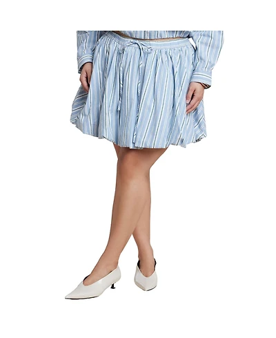 Eloquii Women's Striped Bubble Mini Skirt