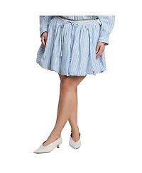 Eloquii Women's Striped Bubble Mini Skirt