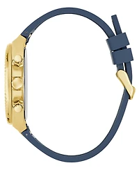 Guess Men's Gold-Tone Indigo Silicone Multi-Function Watch, 44mm