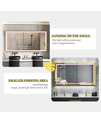 Luvodi Led Bathroom Mirror with Gold Frame 3 Color Temperature Anti-Fog