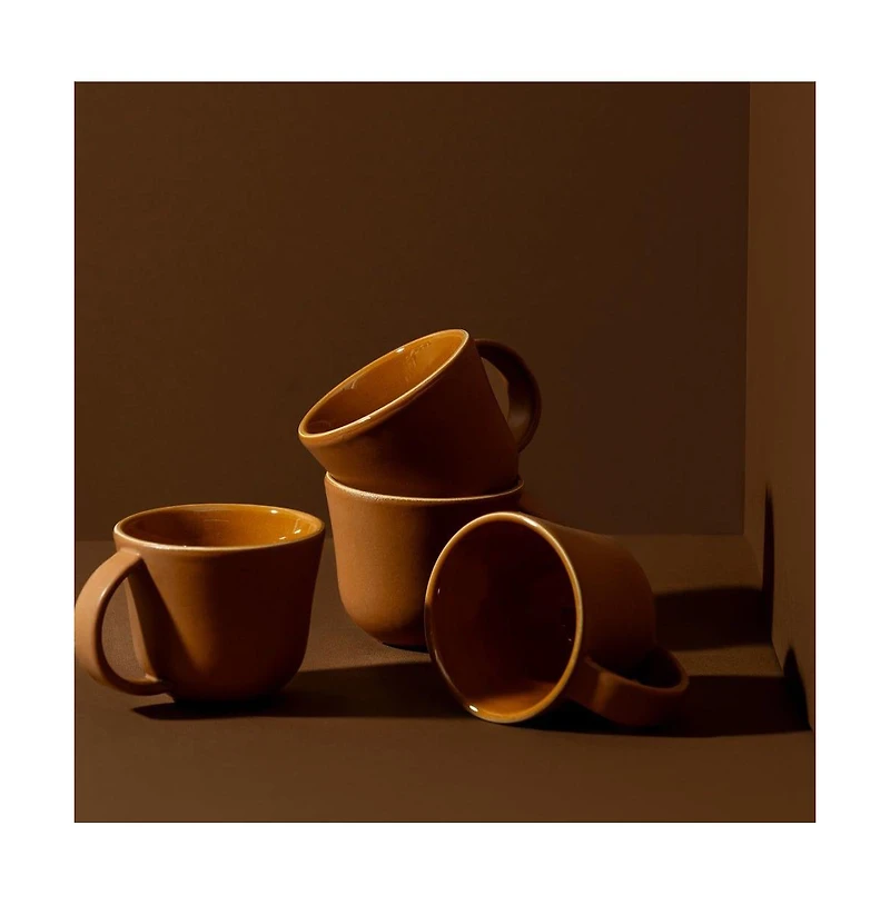 Gharyan Stoneware, Stoneware Coffee Mug Osun 6.7 oz - Set of 4