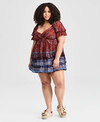 And Now This Trendy Plus Paisley Tiered Mini Skirt, Macy's Exclusive