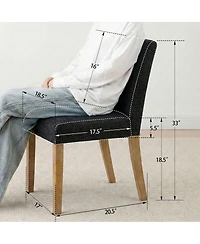 Maison Boucle Linen Upholstered Solid Wood Dining Chair, Set of 2