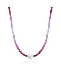 The Lovery Ruby Ombre Bead Pearl Necklace 14K Gold