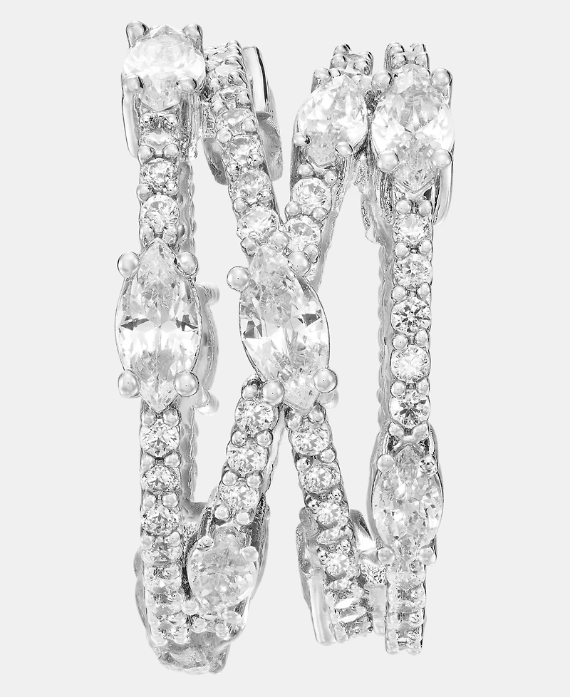 Givenchy Silver-Tone Cubic Zirconia Band Ring