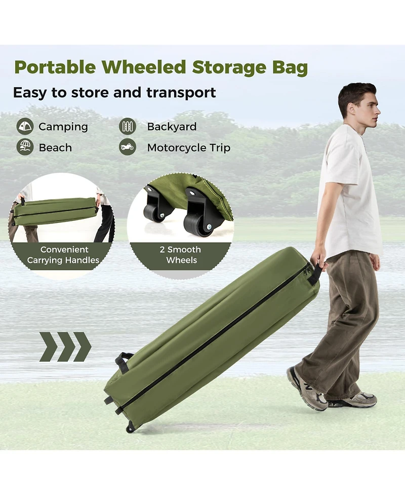 Sugift Foldable Two Person Camping Cot Tent with Wheeled Carry Bag