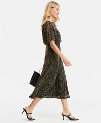 I.n.c. International Concepts Women's Elbow-Sleeve Printed Mesh Midi Dress, Macy's Exclusive