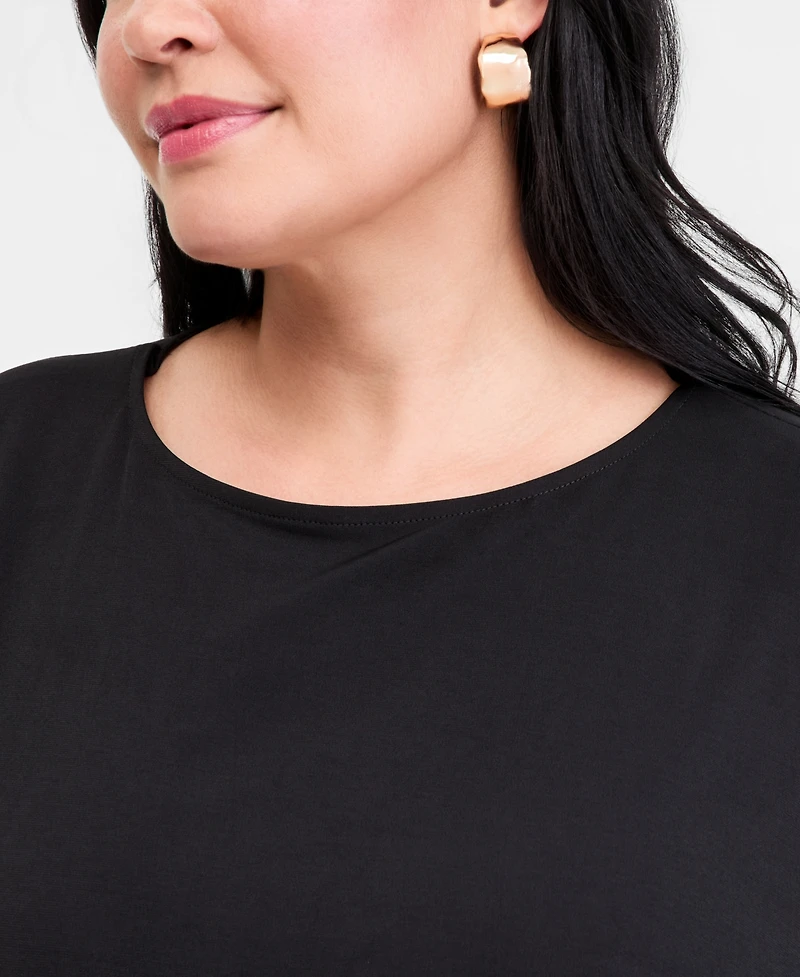 I.n.c. International Concepts Plus Ruched-Side Short-Sleeve Top, Macy's Exclusive
