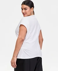 I.n.c. International Concepts Plus Cap-Sleeve V-Neck T-Shirt, Macy's Exclusive
