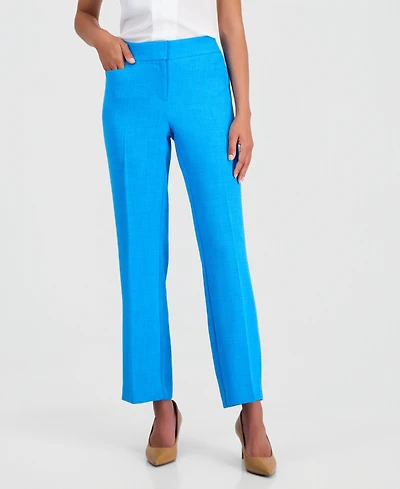 Kasper Women's Textured High-Rise Straight-Leg Trousers, Regular & Petite
