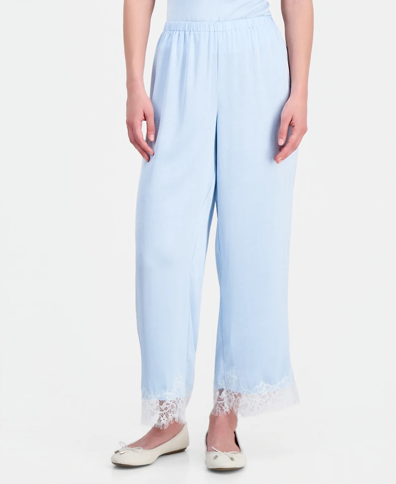 And Now This Petite Satin Lace-Trim Ankle Pants, Macy's Exclusive