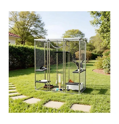 Zeus and Ruta Outdoor Walk In Cat Cage for Patio Large Pet Enclosure Backyard Playpen