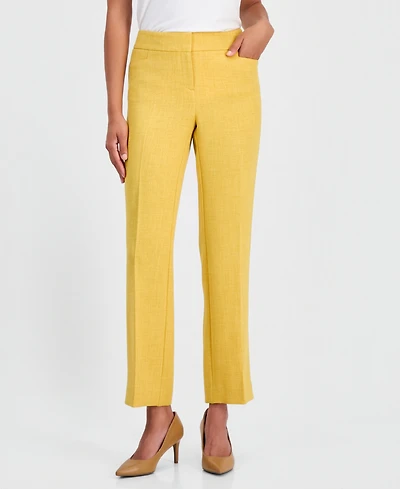 Kasper Women's Textured High-Rise Straight-Leg Trousers, Regular & Petite