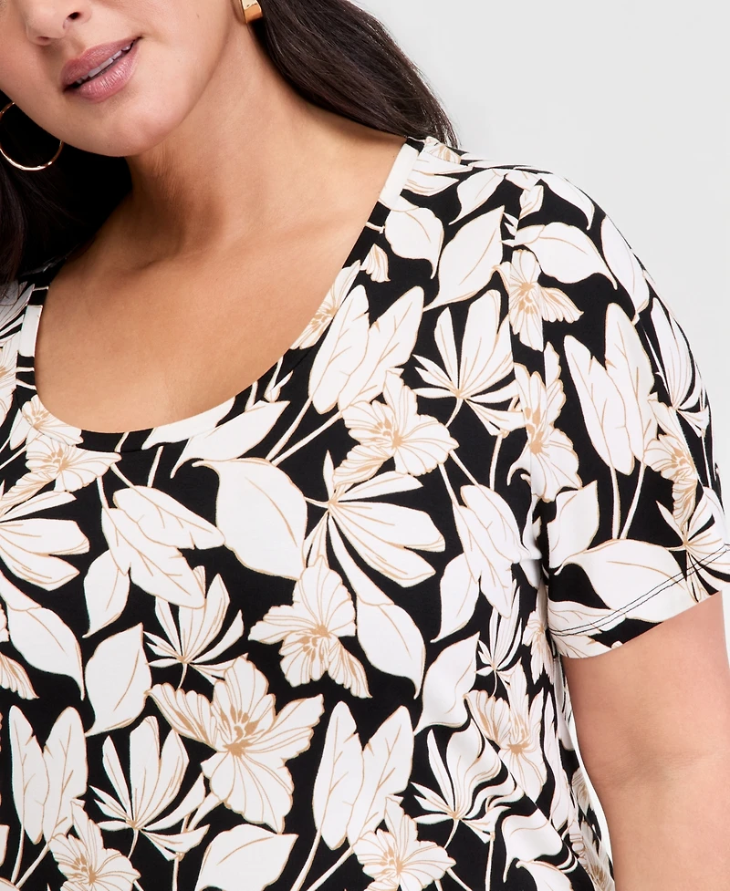I.n.c. International Concepts Plus Printed Short-Sleeve Top, Macy's Exclusive