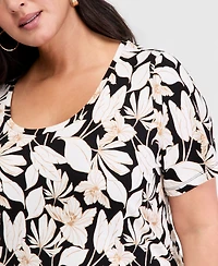 I.n.c. International Concepts Plus Printed Short-Sleeve Top, Macy's Exclusive