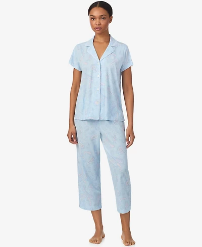 Lauren Ralph Women's Cropped Short Sleeve Pajama Set