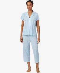 Lauren Ralph Women's Cropped Short Sleeve Pajama Set