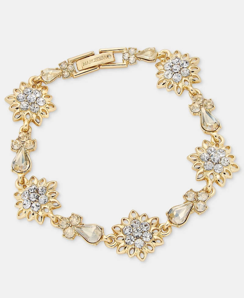 Marchesa Crystal Flower Statement Flex Bracelet