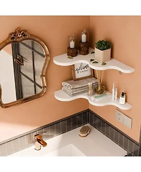 Yigii Wavy Cloud Corner Shelves with Brackets for Home Decor