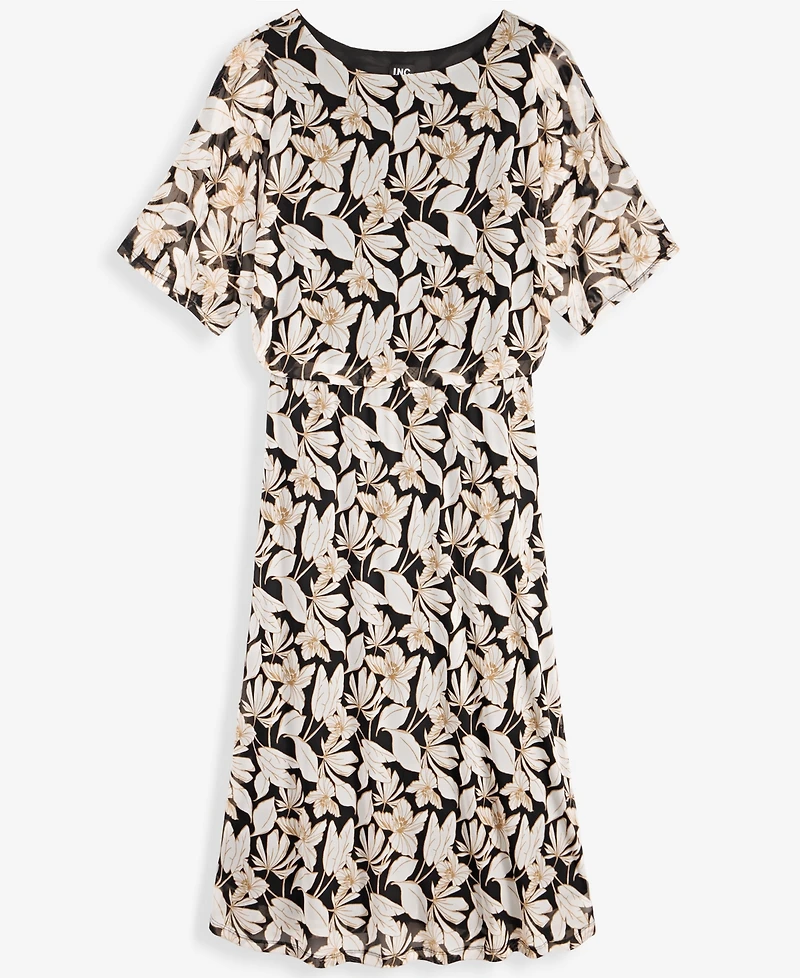 I.n.c. International Concepts Plus Printed Elbow-Sleeve Midi Dress, Macy's Exclusive