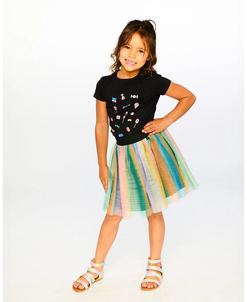 Deux par Deux Little Girls Printed Mesh Skirt