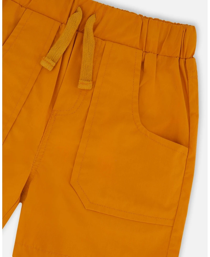 Deux par Deux Little Boys Parachute Shorts with Patch Pockets Burnt