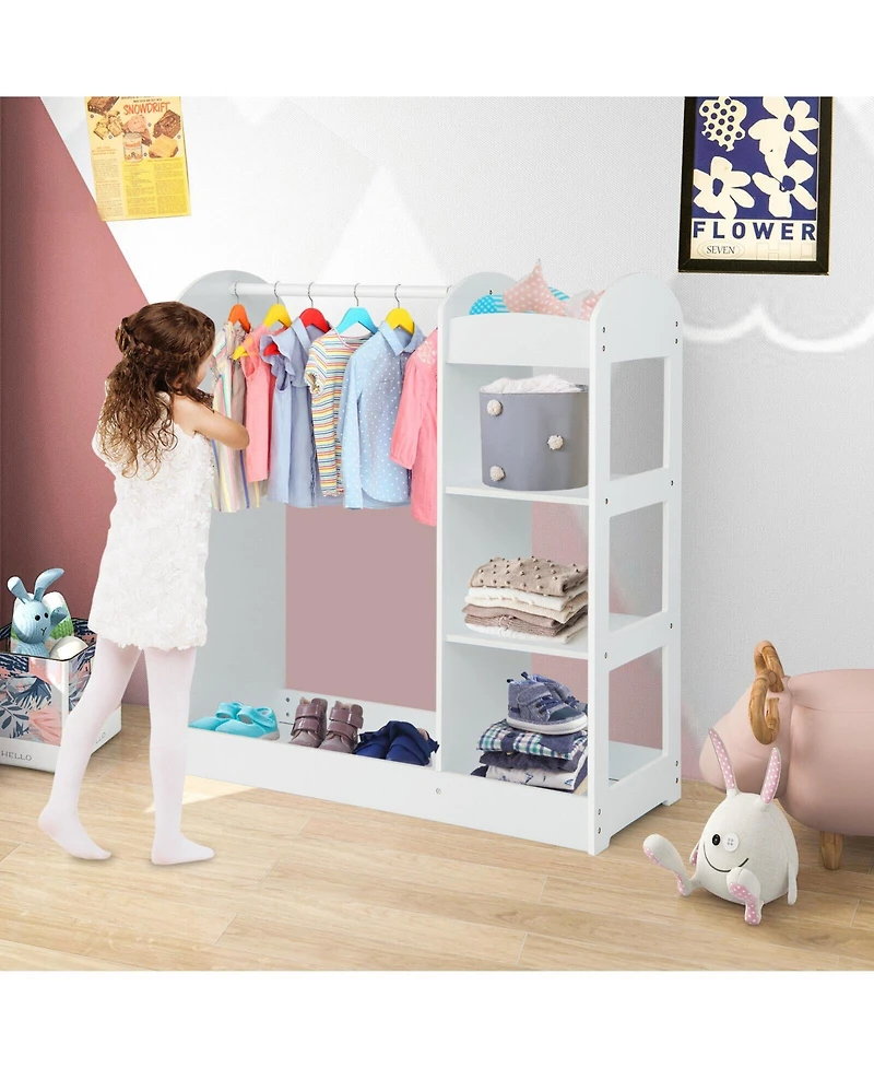 Sugift Kids Dress Up Storage Organizer with Built In Mirror