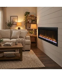 Mondawe 72" Linear Recessed-in Electric Fireplace with Remote Control, Adjustable Heat and Timer