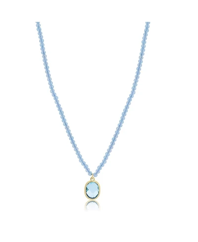 The Lovery Topaz Bead Bezel Necklace 14K Yellow Gold