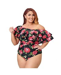 Unique Vintage Plus Off Shoulder Nantucket Swimsuit