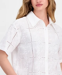 And Now This Petite Cotton Embroidered Eyelet Camp Shirt, Macy's Exclusive