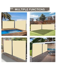 Outsunny Double Retractable Patio Side Awning w/ Uv-Resist Screen,