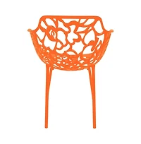 LeisureMod Devon Patio Dining Arm-Chair Set of Aluminum Stackable Design Side Chair