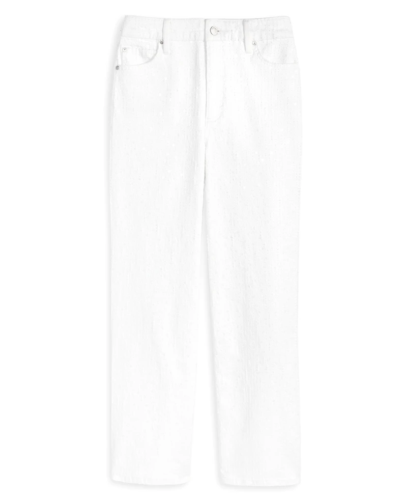 I.n.c. International Concepts Women's Wide Leg Sequin Embellished Ankle Jean, Macy's Exclusive