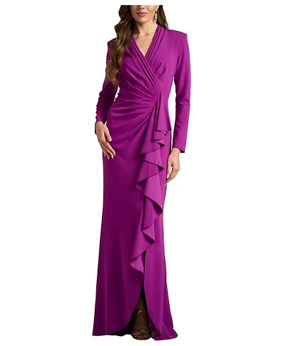 Tadashi Shoji Women's Markum Long-Sleeve Flounce Gown