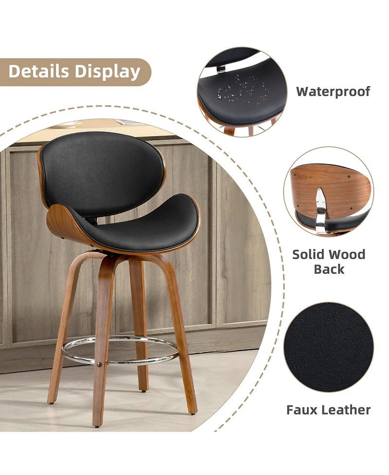 Dyhome Bar Stools Set of 4, 28 Inches Modern Counter Height with High Back Metal Legs, Upholstered Tall Barstools for Kitchen Island, Cafe,