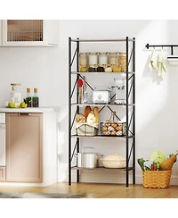 Slickblue 5 Tier Open Shelf Bookcase with Heavy Duty Metal Frame