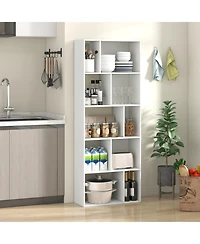 Sugift Tall Five Tier Geometric Bookshelf with Ten Storage Cubes