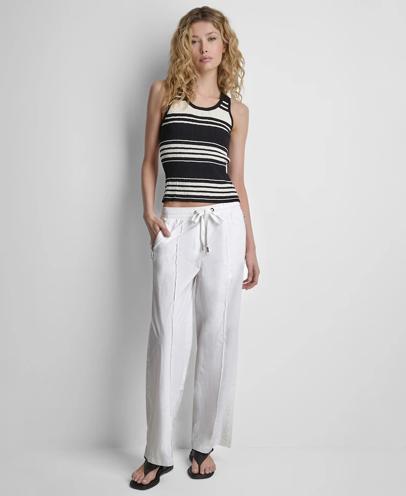 Dkny Women's Relaxed-Fit Logo Trim Pants