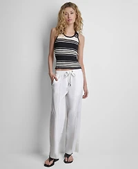 Dkny Women's Relaxed-Fit Logo Trim Pants