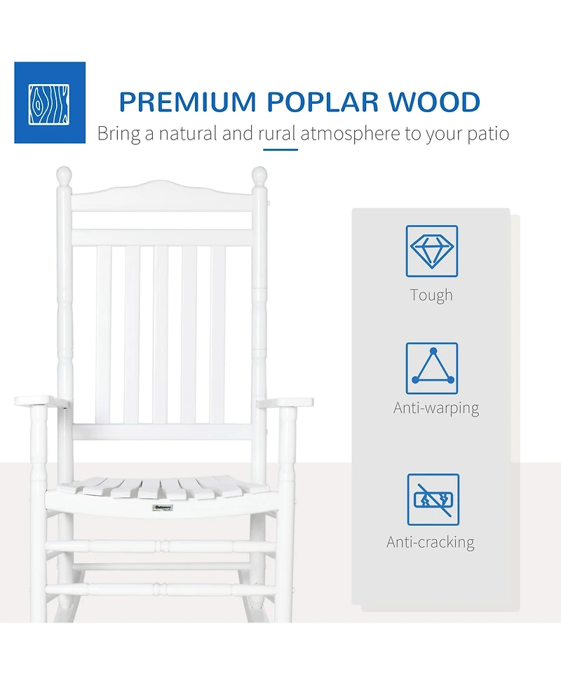 Outsunny Wooden Rocking Chair for Porch, Indoor/Outdoor,