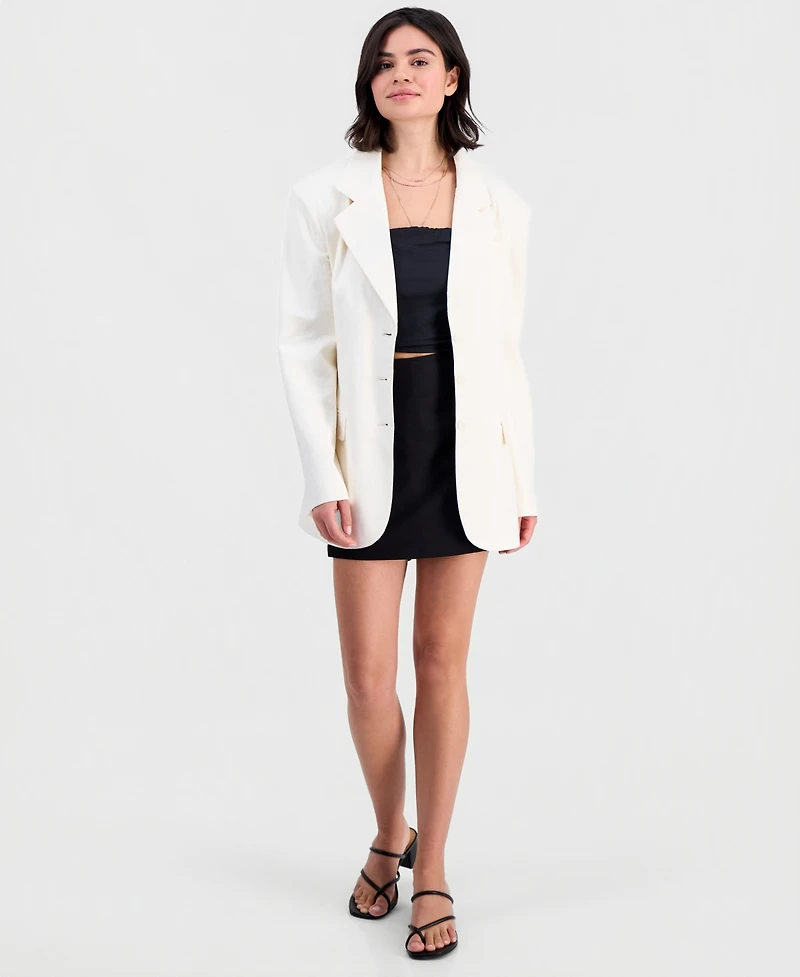 Bar Iii Women's Oversized Linen-Blend Blazer, Macy's Exclusive