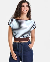 Ultra Flirt Juniors' Boat-Neck Cap-Sleeve Sweater