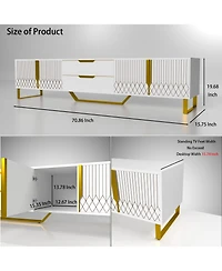 Boyel Living Modern Tv Stand with Carved Design and Metal Legs, Large Storage Cabinets for Living Room or Bedroom, for 75 Inches Tv